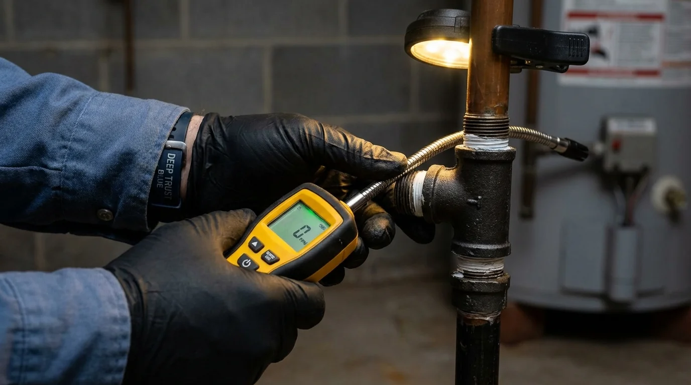Gas leak detection with electronic sniffer by Johns Plumbing LLC in Cartersville