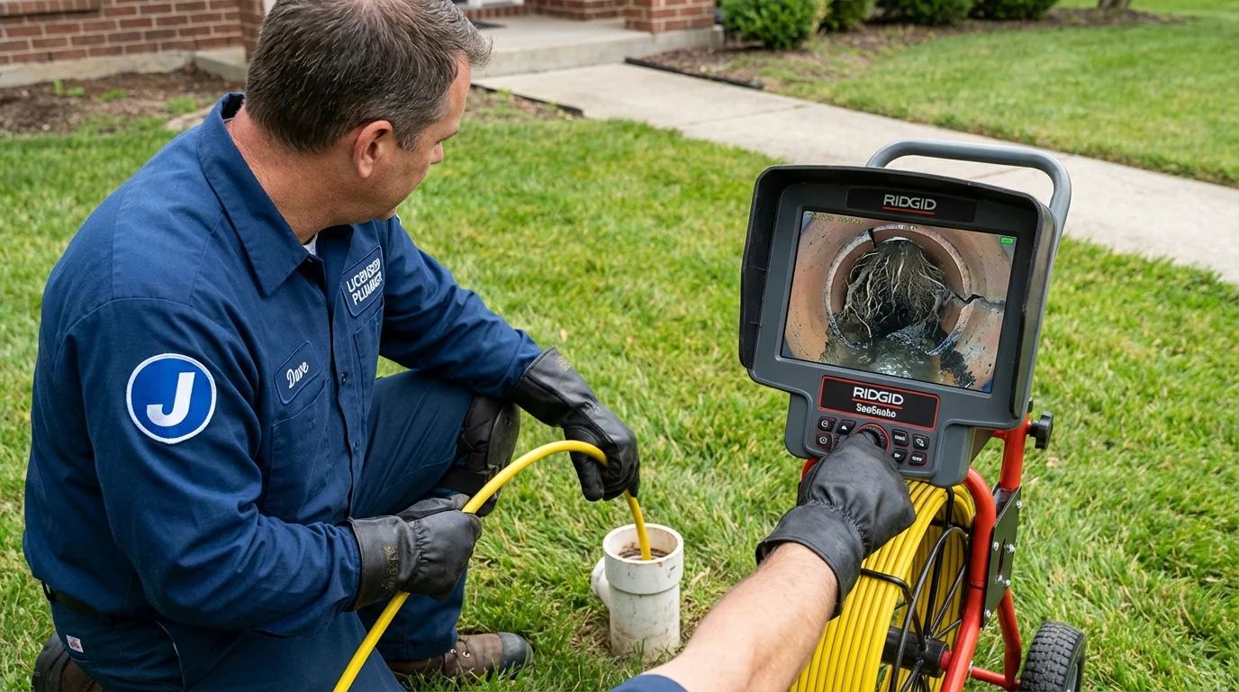 Sewer camera inspection being performed by Johns Plumbing LLC in Cartersville