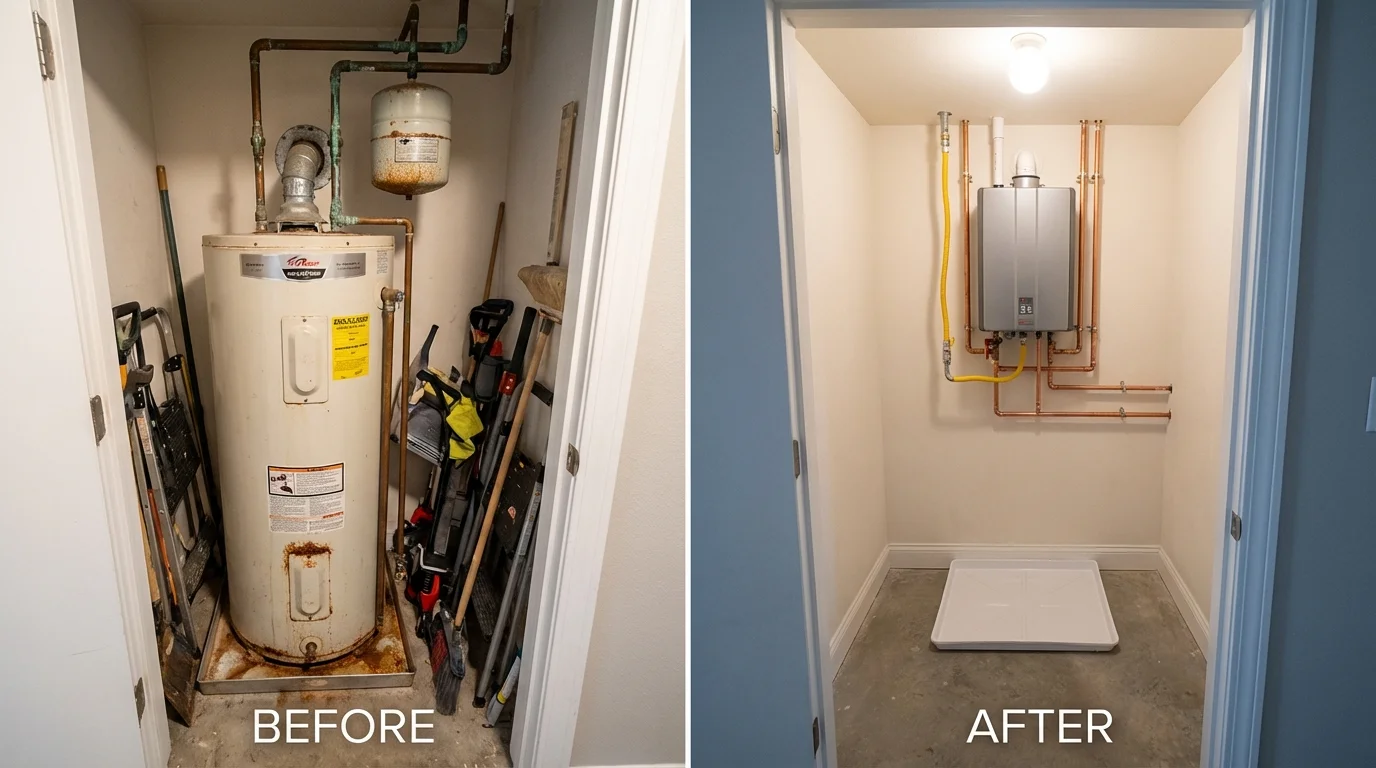 Tank water heater versus wall-mounted tankless unit comparison for Cartersville, GA homeowners